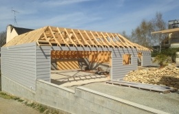 Garage ossature bois et charpente bris mansard