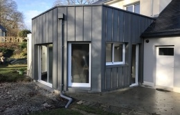 Extension bois bardage zinc Mayenne
