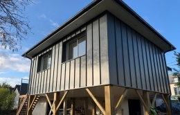 Extension bois bardage zinc Saint Georges Buttavent