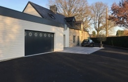 Garage ossature bois avec casquette cintrée