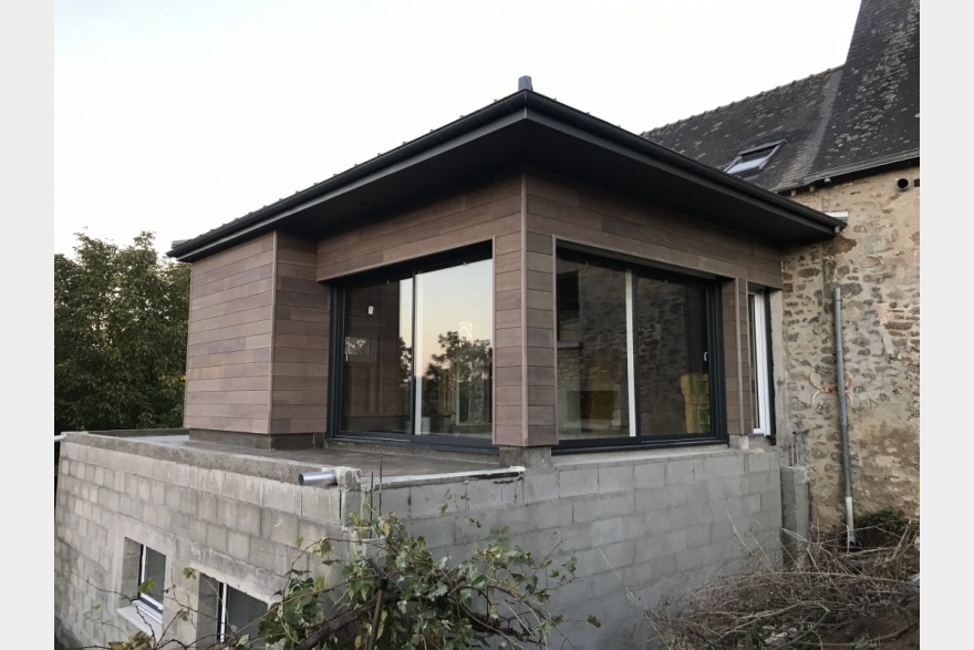 Extension bois bardage red cedar Mayenne