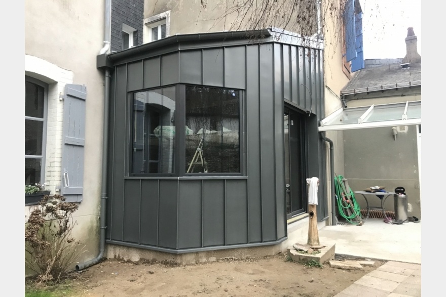 Extension bois bardage zinc Laval