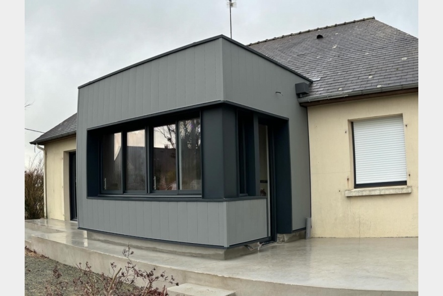 Extension bois bardage en aluminium Siding PREFA